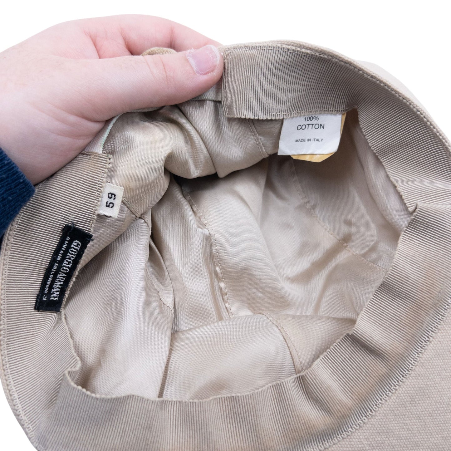 Vintage 80s Giorgio Armani Canvas Hat | O/S, Beige