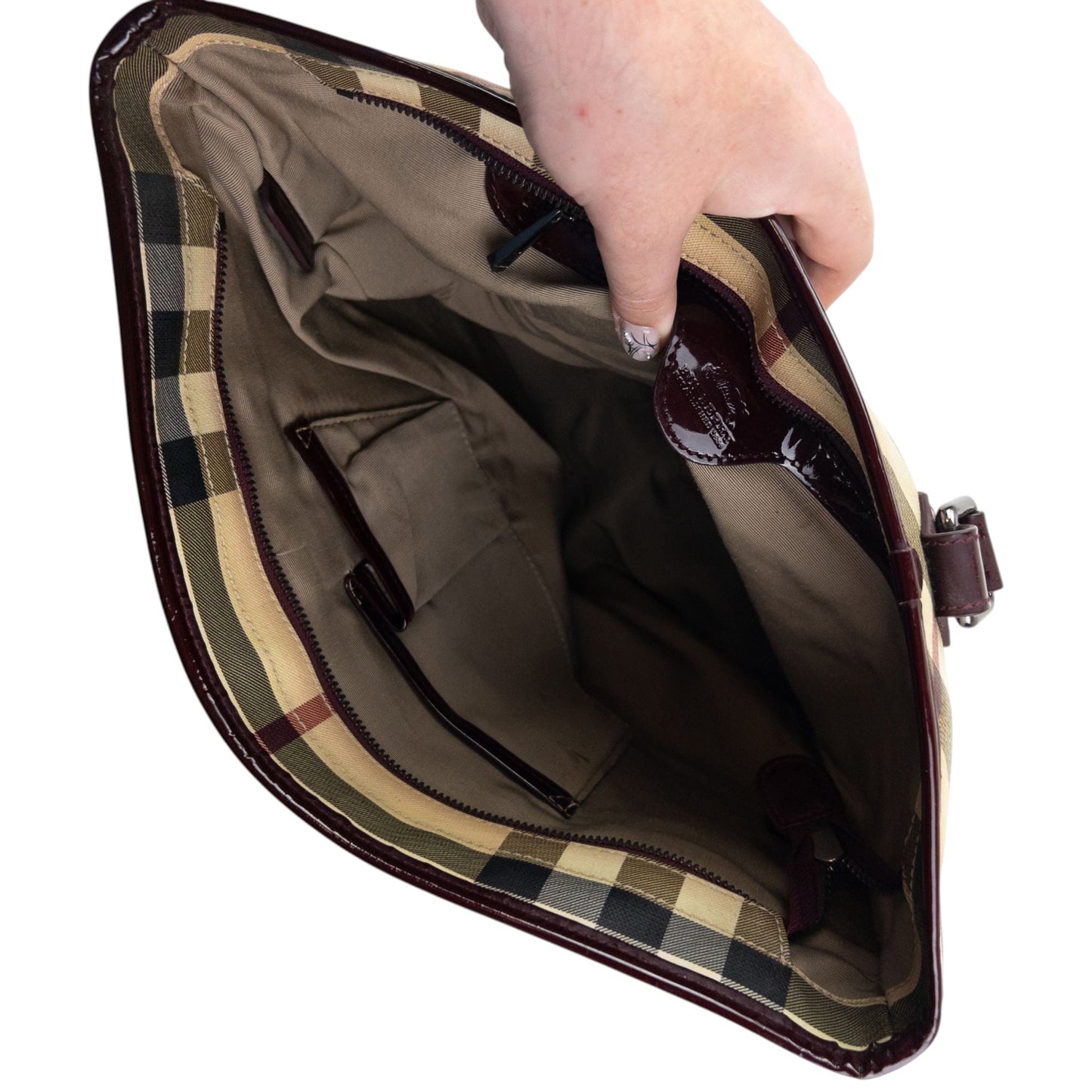 Vintage 2000s Burberry Nova Check Shoulder Bag | O/S, Beige, Burgundy