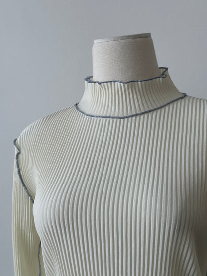 Vintage 2000s Ribbed High Neck Top - S