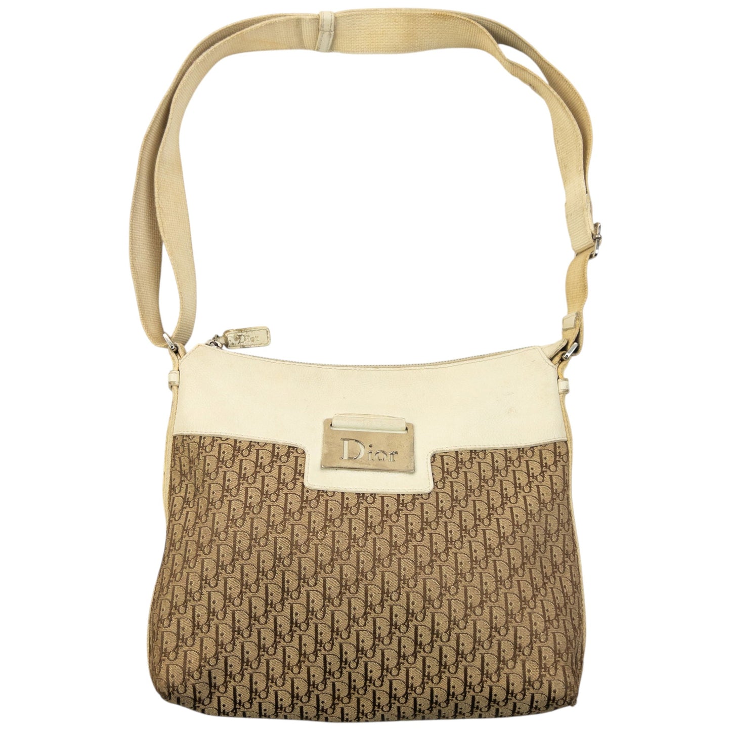 Vintage 2000s Dior Monogram Crossbody Bag | O/S, Beige