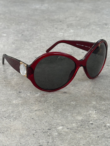 Versace 1990s Oversized Round Medusa Logo Sunglasses