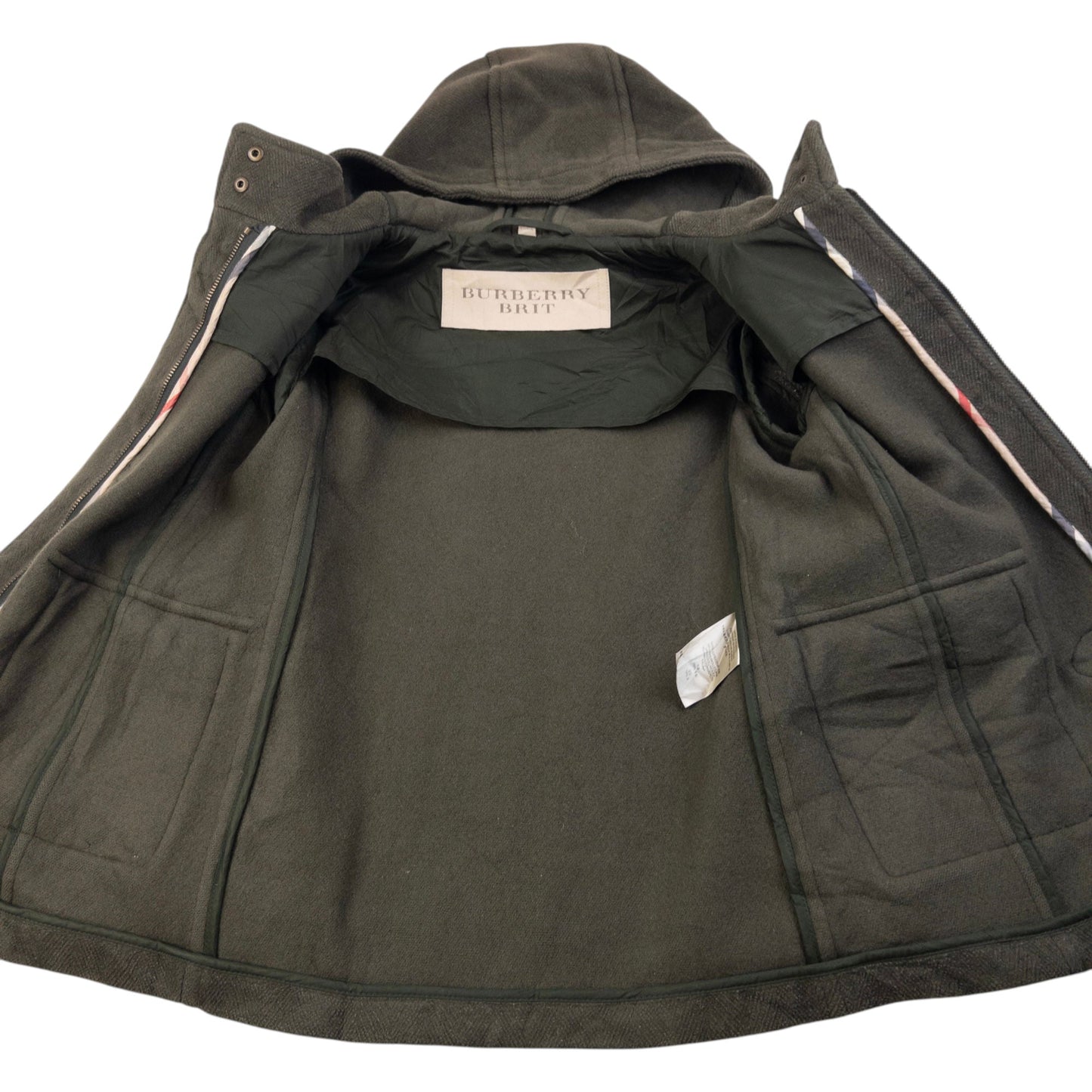 Vintage Burberry Brit Wool Duffle Jacket Womens Size S | O/S, Green