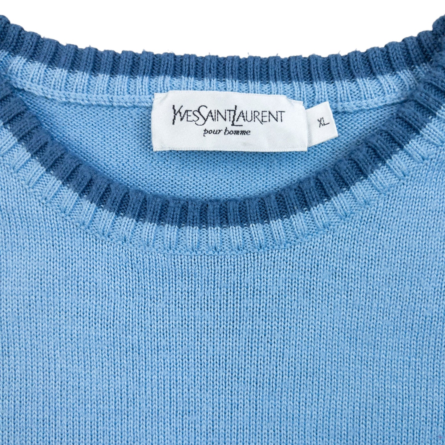 Vintage 2000s YSL Yves Saint Laurent Knit Jumper Size L | Large, Blue