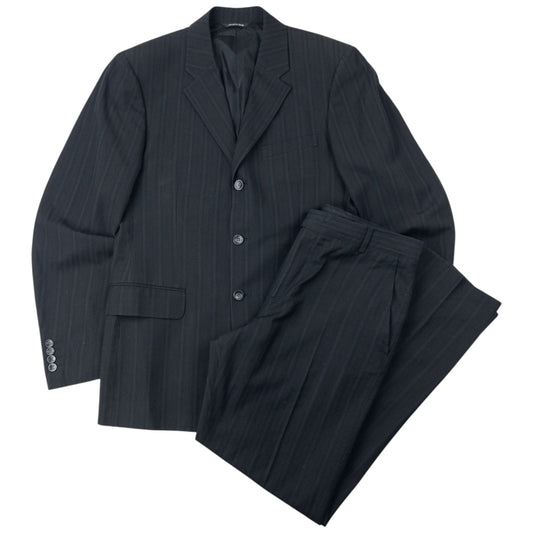Vintage 2000s Versace Versus Pinstripe Jacket & Trousers Suit Set Size XL | XL, Black
