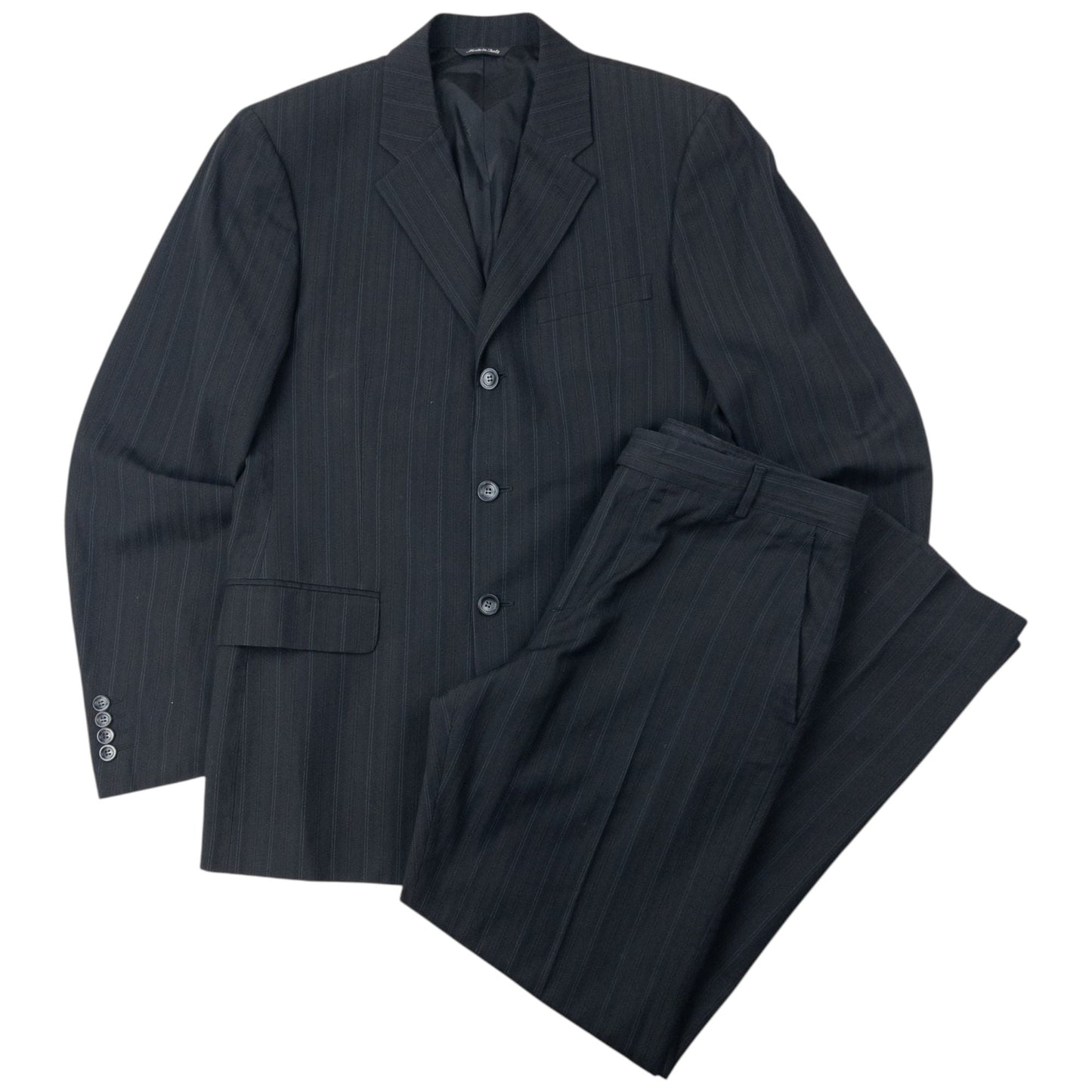 Vintage 2000s Versace Versus Pinstripe Jacket & Trousers Suit Set Size XL | XL, Black