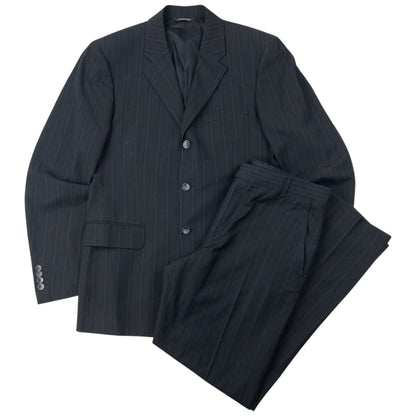 Vintage 2000s Versace Versus Pinstripe Jacket & Trousers Suit Set Size XL | XL, Black