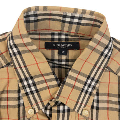 Vintage 2000s Burberry Nova Check Long Sleeve Button Up Shirt Size S | Small, Beige