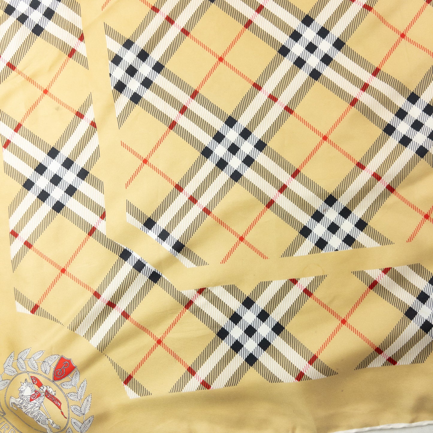 Vintage 90s Burberry Nova Check Silk Scarf | O/S, Beige