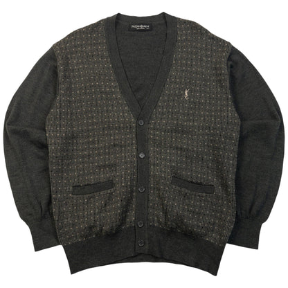 Vintage 90s YSL Yves Saint Laurent Pattern Cardigan Size S | Small, Grey