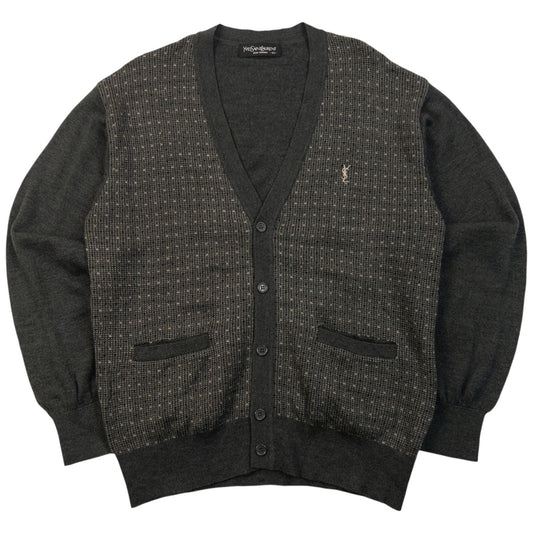 Vintage 90s YSL Yves Saint Laurent Pattern Cardigan Size S | Small, Grey