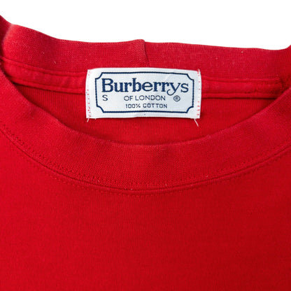 Vintage 90s Burberry Embroidered Thick Long Sleeve T Shirt Size S | Small, Red