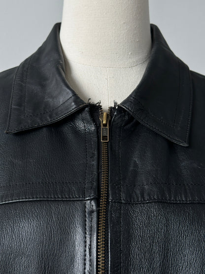 Vintage 1990s Cropped Leather Jacket - XL