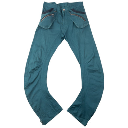 Vintage 2000s PPFM Curved Stacked Leg Cargo Trousers Size W31 | W31, Blue