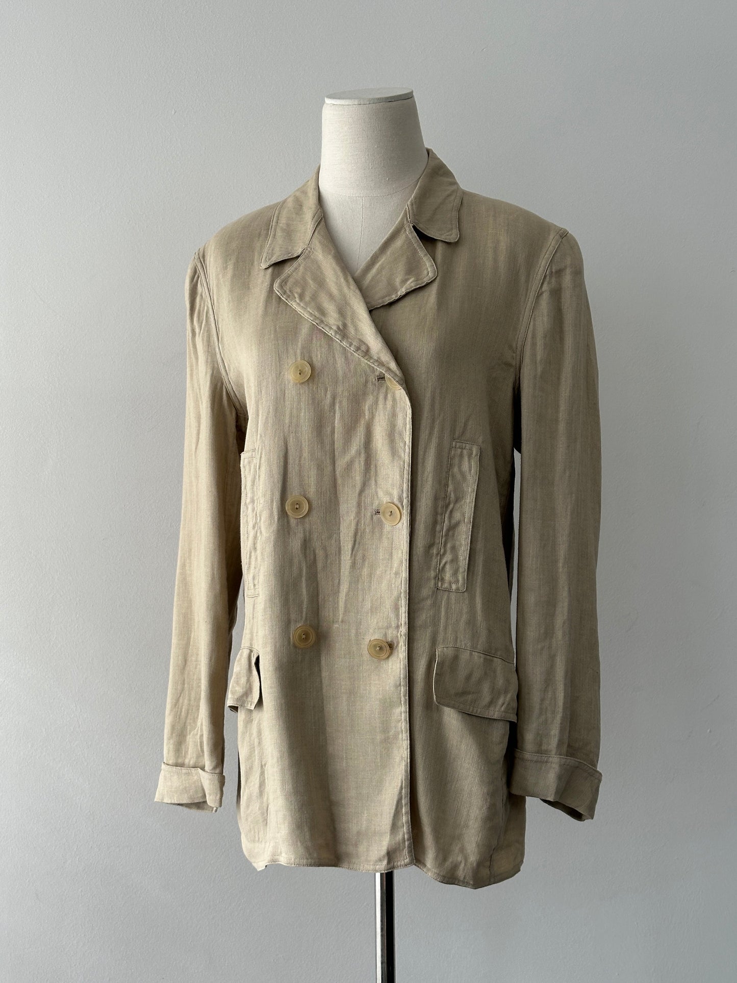 Giorgio Armani 1990s Linen Double Breasted Jacket - M