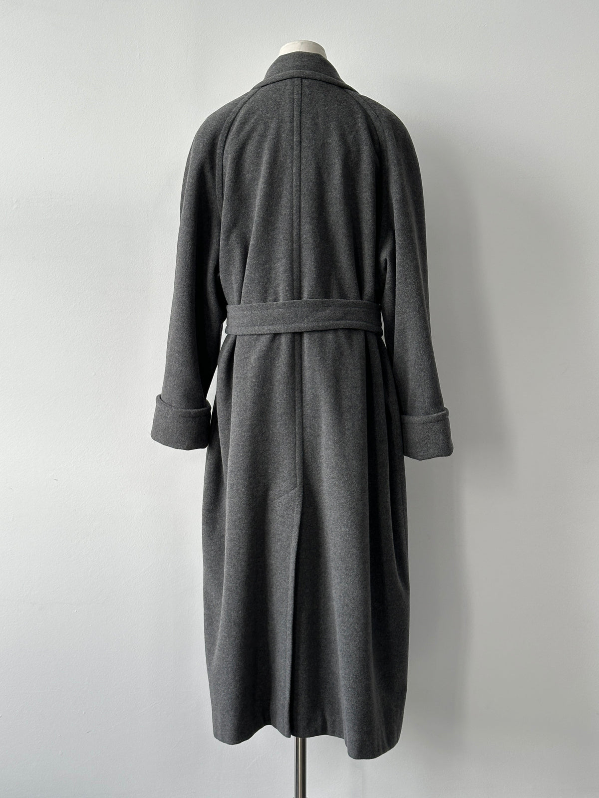 British Vintage 1990s Wool Cashmere Belted Double Breasted Coat - XL