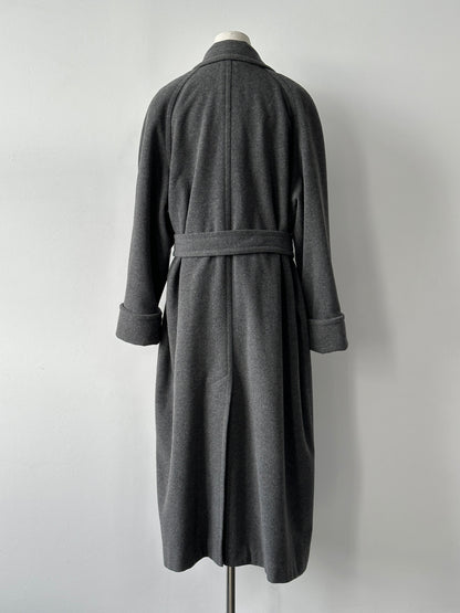 British Vintage 1990s Wool Cashmere Belted Double Breasted Coat - XL