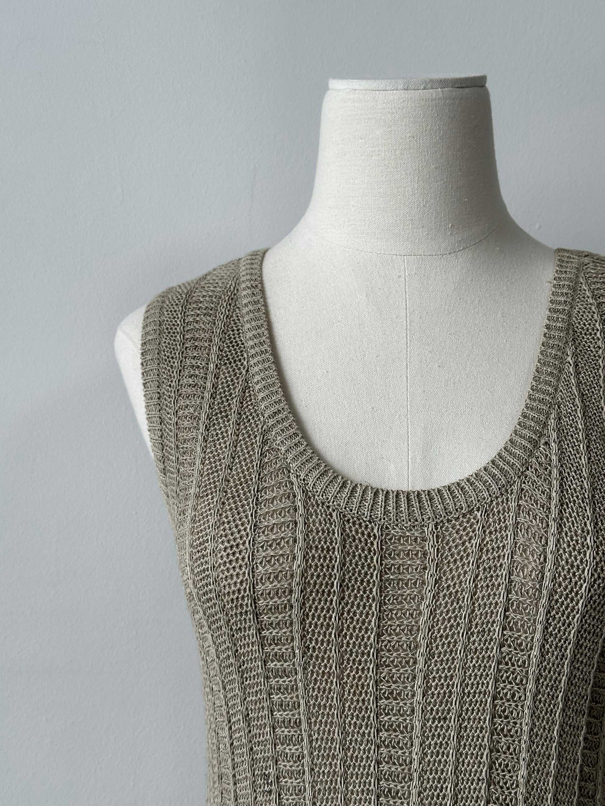 DKNY 1990s Linen Open Knit Midi Dress - S-M