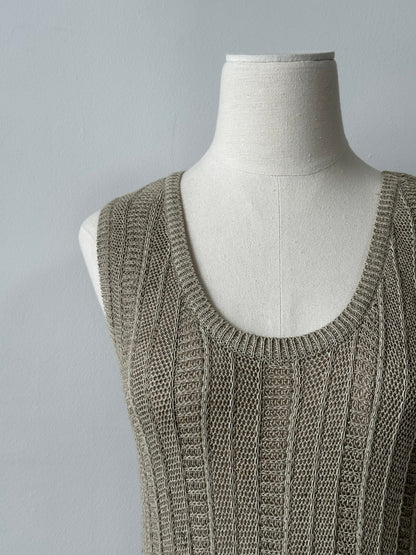 DKNY 1990s Linen Open Knit Midi Dress - S-M