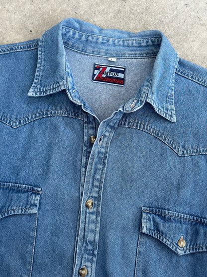 Vintage 1990s Pure Cotton Denim Shirt - L