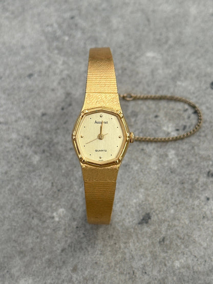 Vintage Accurist 1990s Gold Tone Bracelet Watch