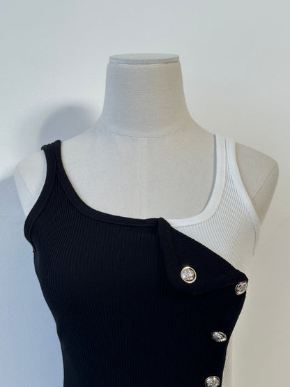 Vintage 2000s Ribbed Asymmetric Sleeveless Top - S