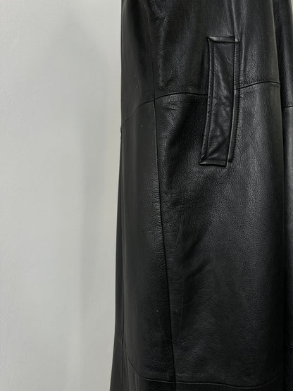 Vintage 1990s Floor Length Leather Trench Coat - L