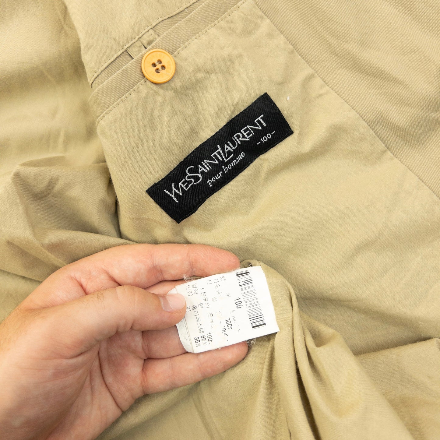 Vintage 90s YSL Yves Saint Laurent Harrington Jacket Size M | Medium, Beige