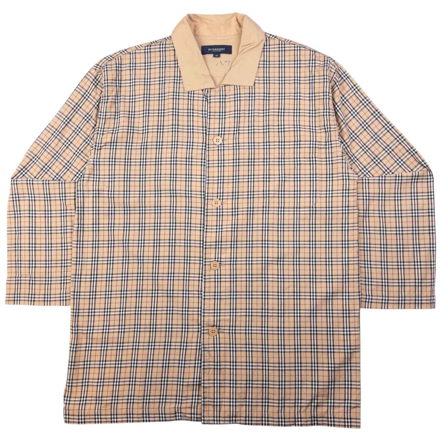 Vintage Burberry Nova Check Long Sleeve Button Up Pyjama Shirt Size M