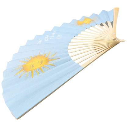 Vintage 2000s Dolce & Gabbana Light Blue Sun Paper Hand Fan | O/S, Blue