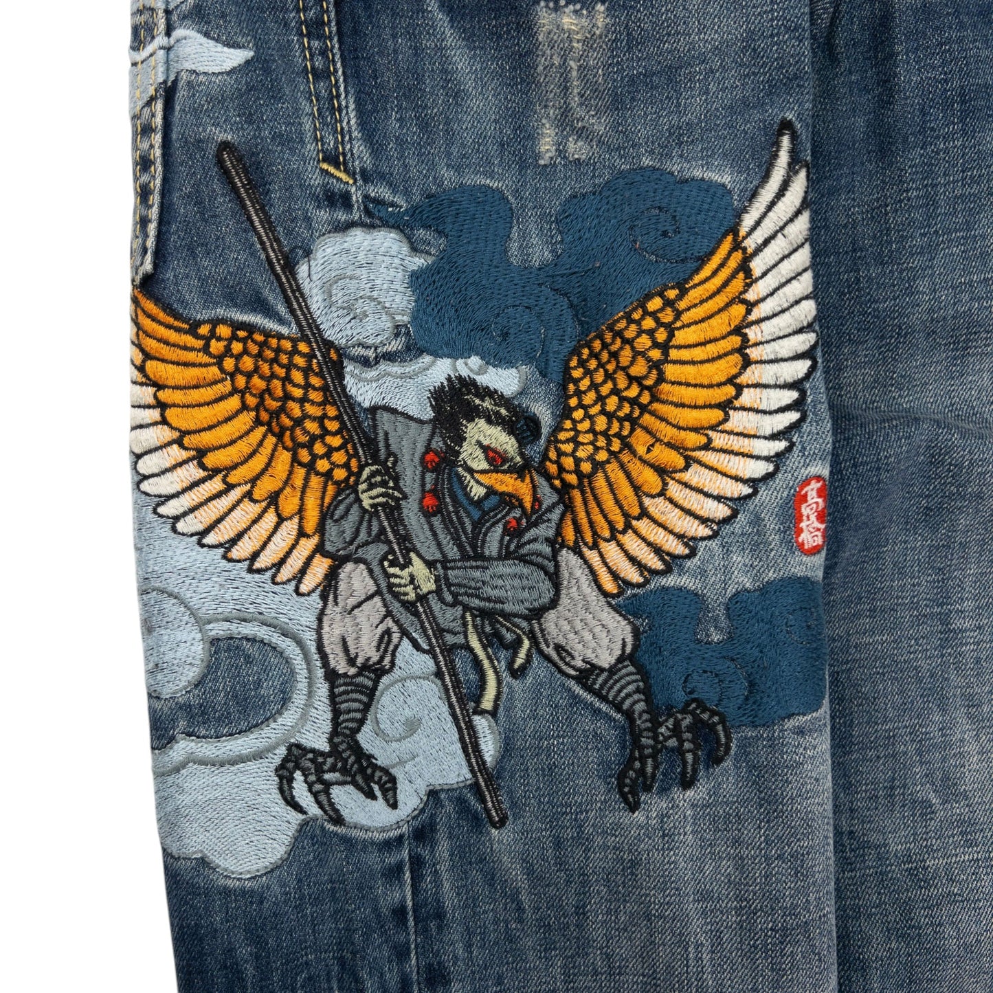 Vintage Big Train Embroidered Eagle Japanese Denim Jeans Size W29