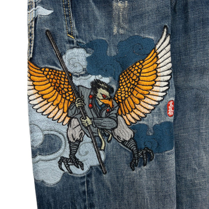 Vintage Big Train Embroidered Eagle Japanese Denim Jeans Size W29