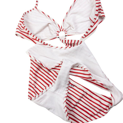 Vintage Burberry Brit Striped Monokini Swimming Costume Womens Size L