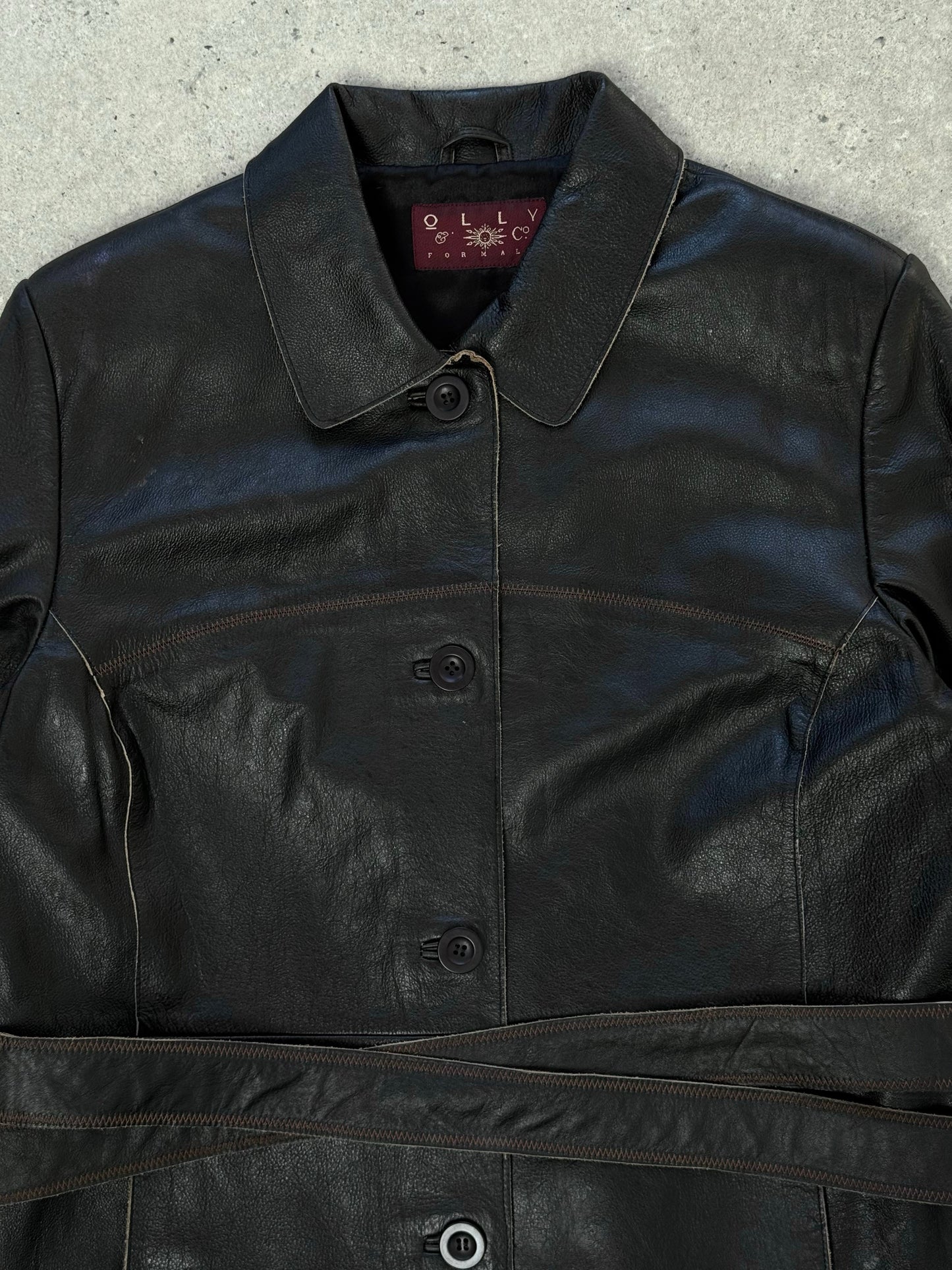 Vintage 1990s Leather Belted Leather Jacket - S