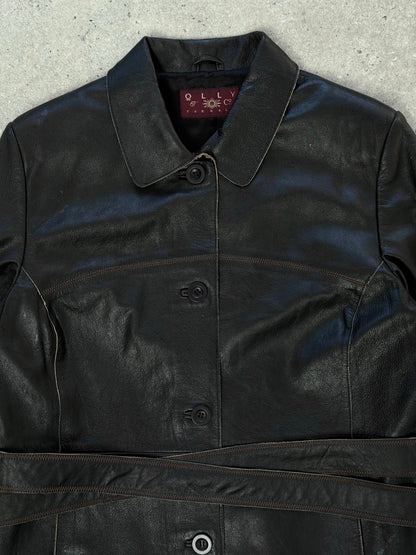 Vintage 1990s Leather Belted Leather Jacket - S