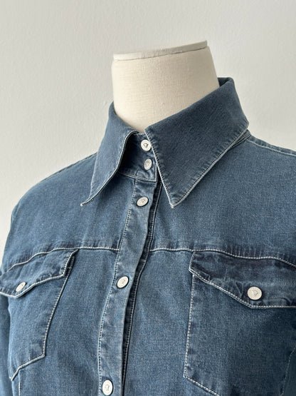 Versace Jeans Couture 2000s Bespoke Button Denim Shirt - M