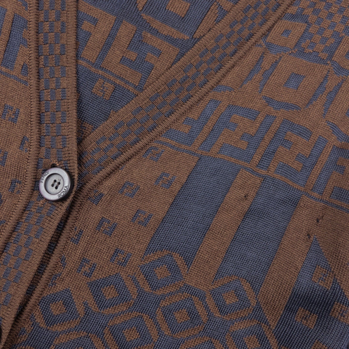 Vintage 90s Fendi Pattern Cardigan Womens Size M | Medium, Brown