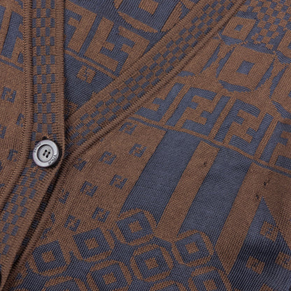 Vintage 90s Fendi Pattern Cardigan Womens Size M | Medium, Brown
