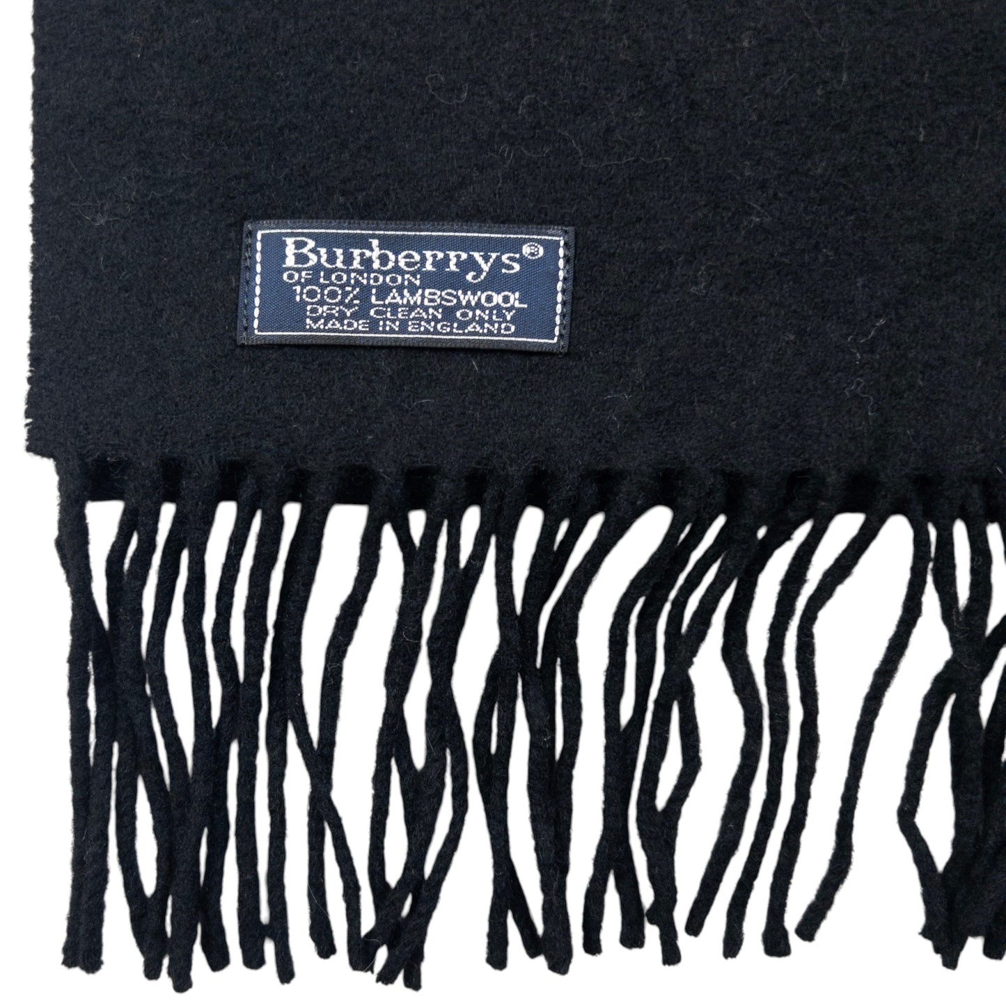 Vintage Burberry Embroidered Lambswool Tassel Scarf