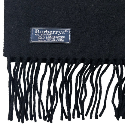 Vintage Burberry Embroidered Lambswool Tassel Scarf
