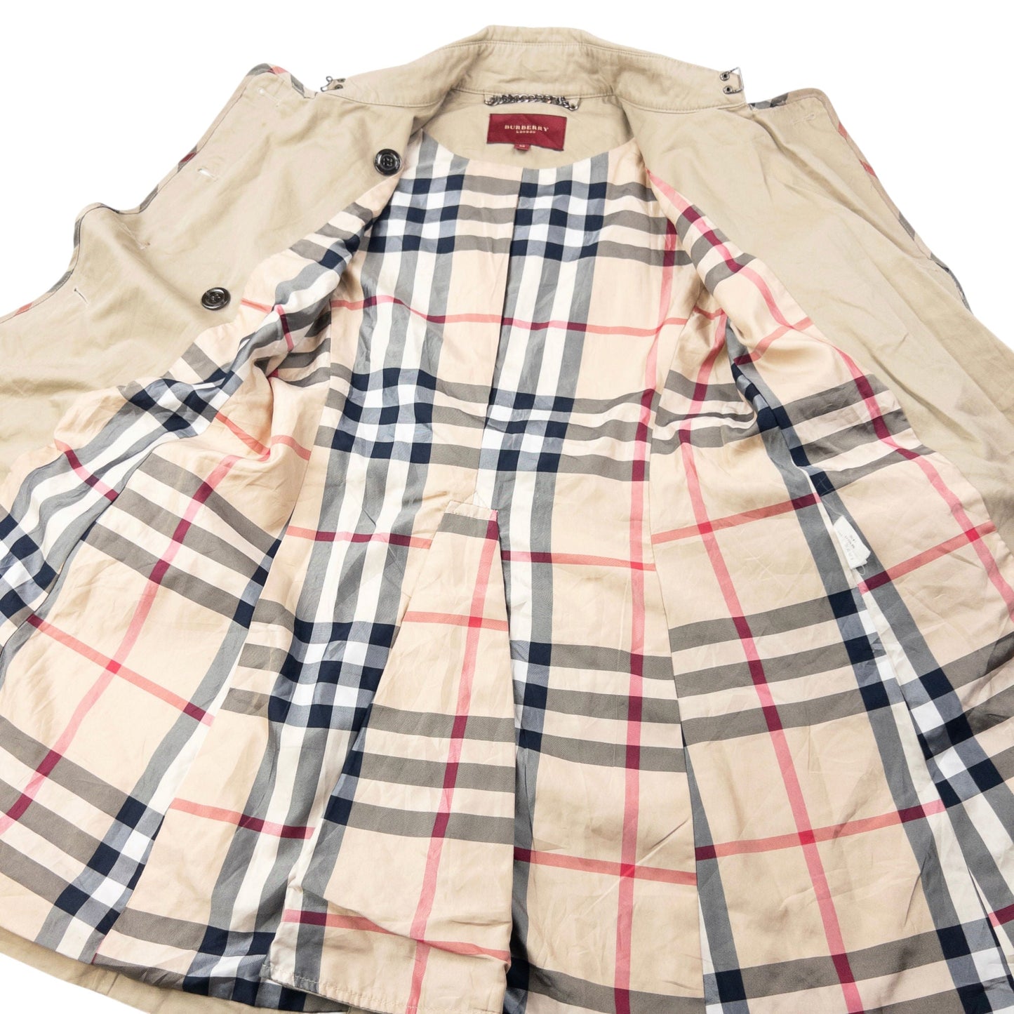Vintage 2000s Burberry Nova Check Lined Belted Trench Jacket Womens Size M | Medium, Beige