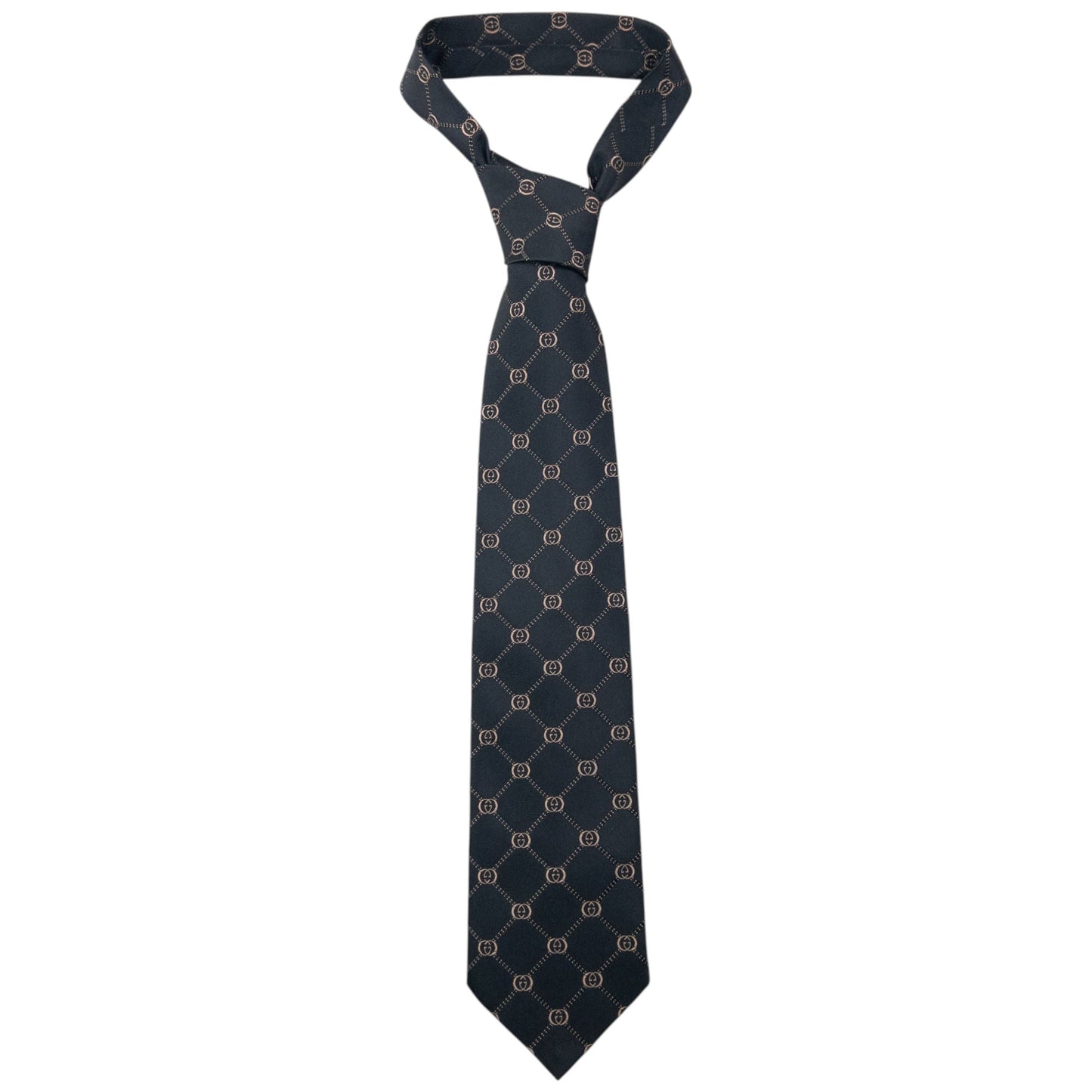 Vintage 2000s Gucci Monogram Silk Tie | O/S, Black
