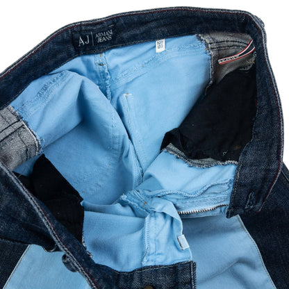 Vintage Armani Jeans Colour Block Flared Denim Jeans Womens Size W30