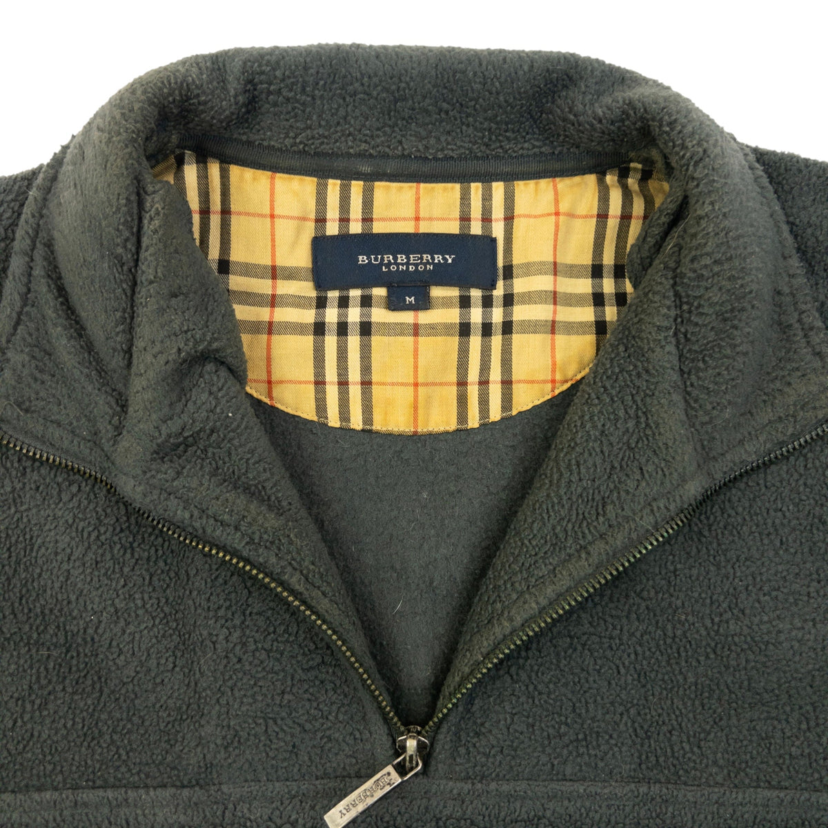 Vintage 2000s Burberry Q Zip Fleece Sweatshirt Size M | Medium, Grey