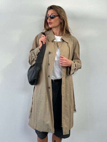 Aquascutum 1990s Pure Cotton Belted Trench Coat - S