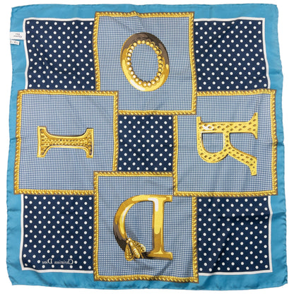 Vintage 2000s Dior Polka Dot Silk Scarf | O/S, Blue