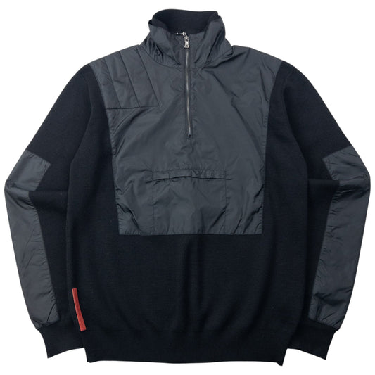 Vintage 2000s Prada Sport Layered Q Zip Jumper Size M | Medium, Black