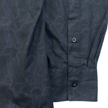 Vintage 2000s YSL Yves Saint Laurent Monogram Long Sleeve Button Up Shirt Size XL | XL, Black