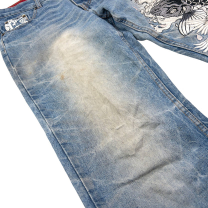 Vintage Fugutaiten Wagara Embroidered Japanese Denim Jeans W31