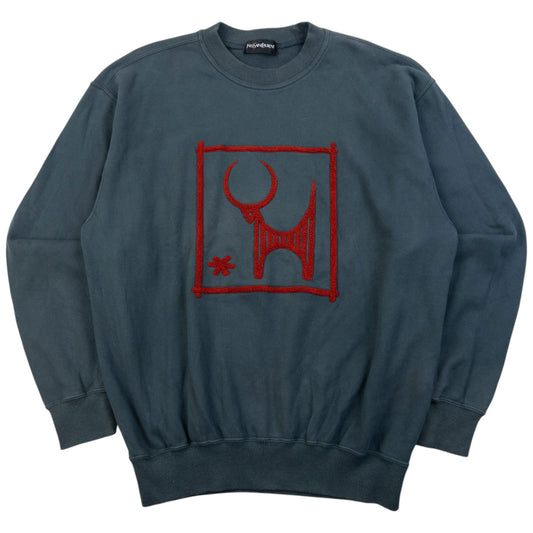 Vintage 90s YSL Yves Saint Laurent Applique Sweatshirt Size S | Small, Grey