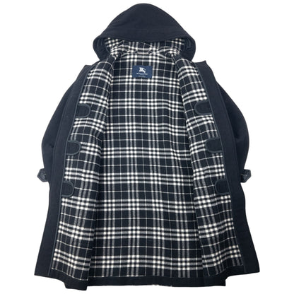 Vintage 2000s Burberry Nova Check Lined Wool Duffle Jacket Size M | O/S, Black